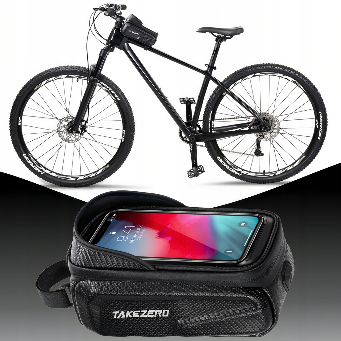 SAKWA ROWEROWA WODOODPORNA UCHWYT ETUI NA TELEFON TORBA NA RAMĘ SASZETKA Materiał dominujący poliester