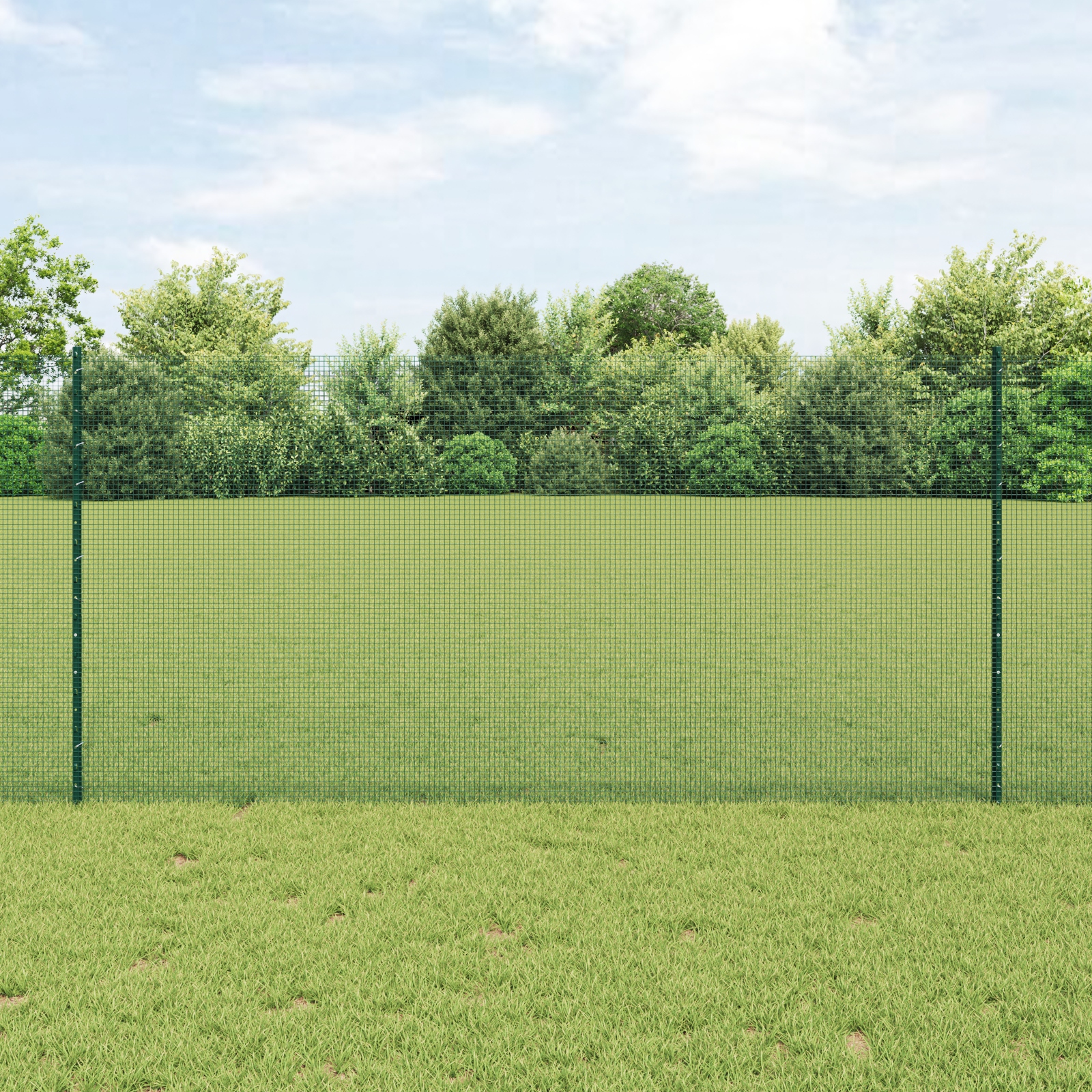 Svázaný drátěný plot s 11 U sloupky Zelený 1.2x25 m Ocel Green 3336483