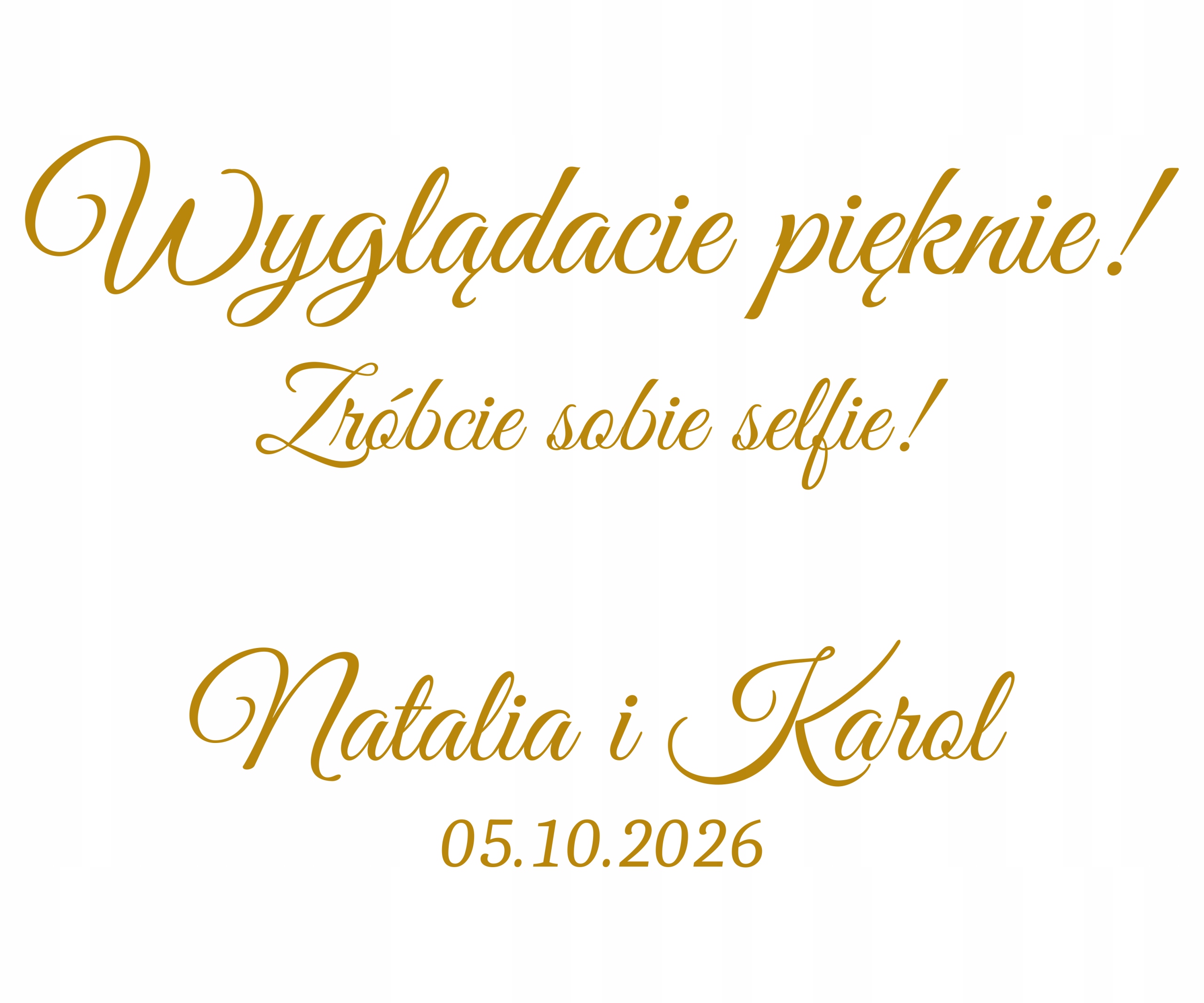 naklejka napis do fotobudki Imiona i data 60x38cm