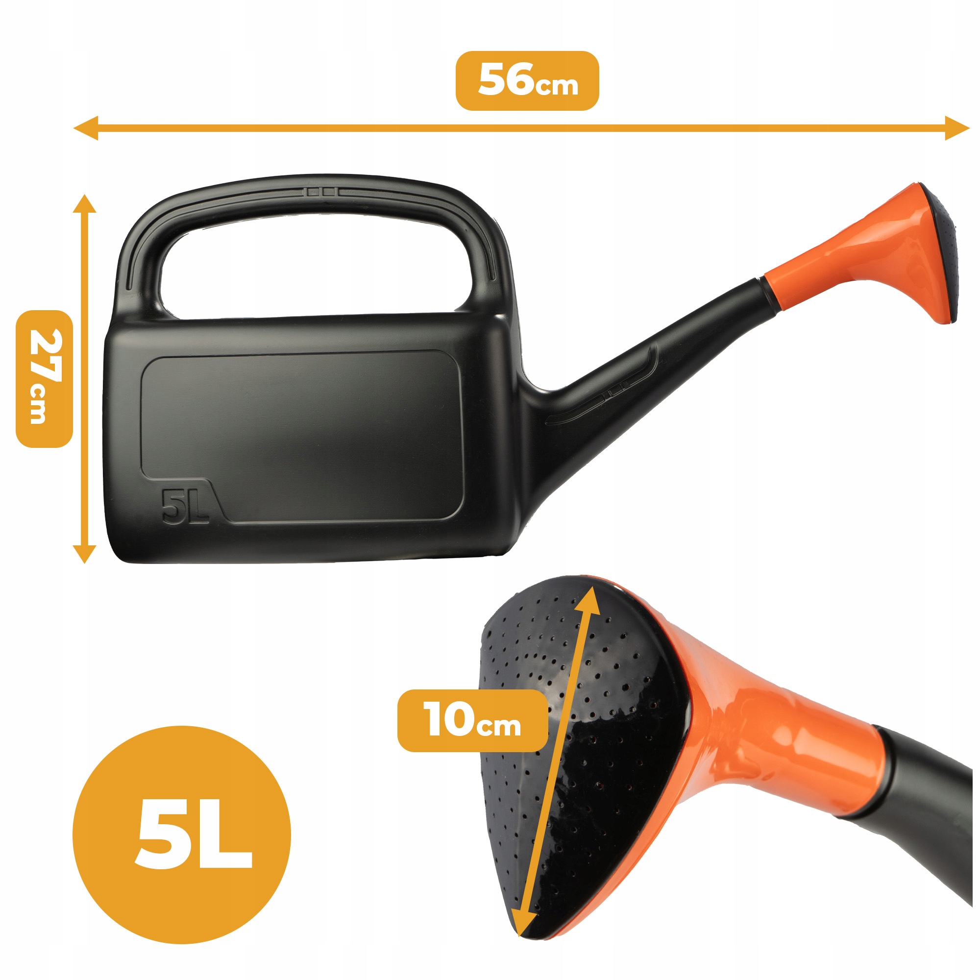 KONEWKA OGRODOWA 5L CZARNA Z SITKIEM PODLEWACZKA Stan opakowania oryginalne