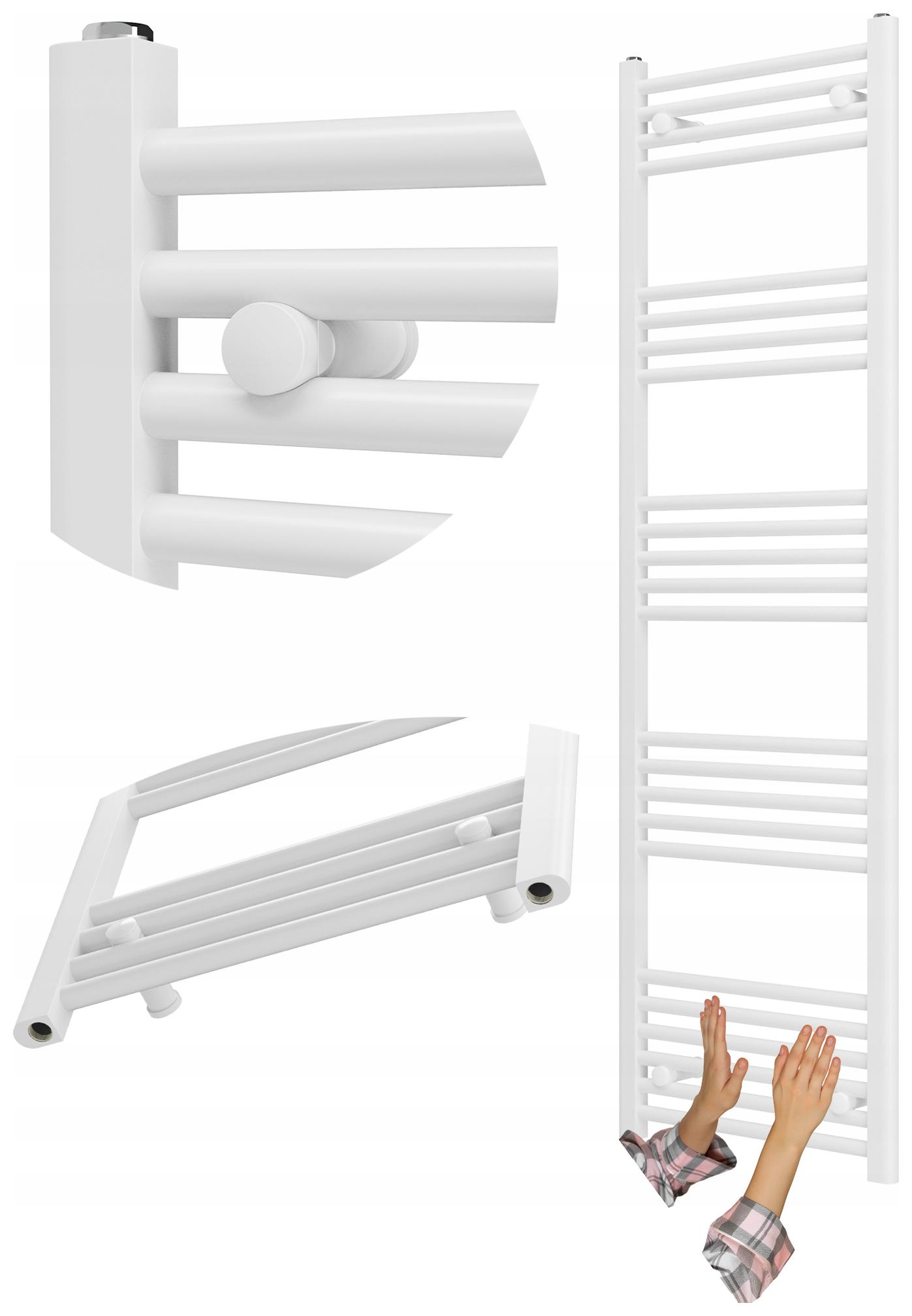 Kúpeľňový Ohrievač Biely Rebrík 50x160 cm Kaloryfer Montáž 180° Breno