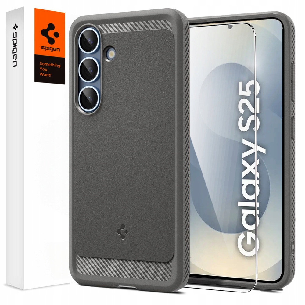 Pouzdro Spigen Rugged Armor pro Galaxy S25, MagSafe 9H ochranné Sklo