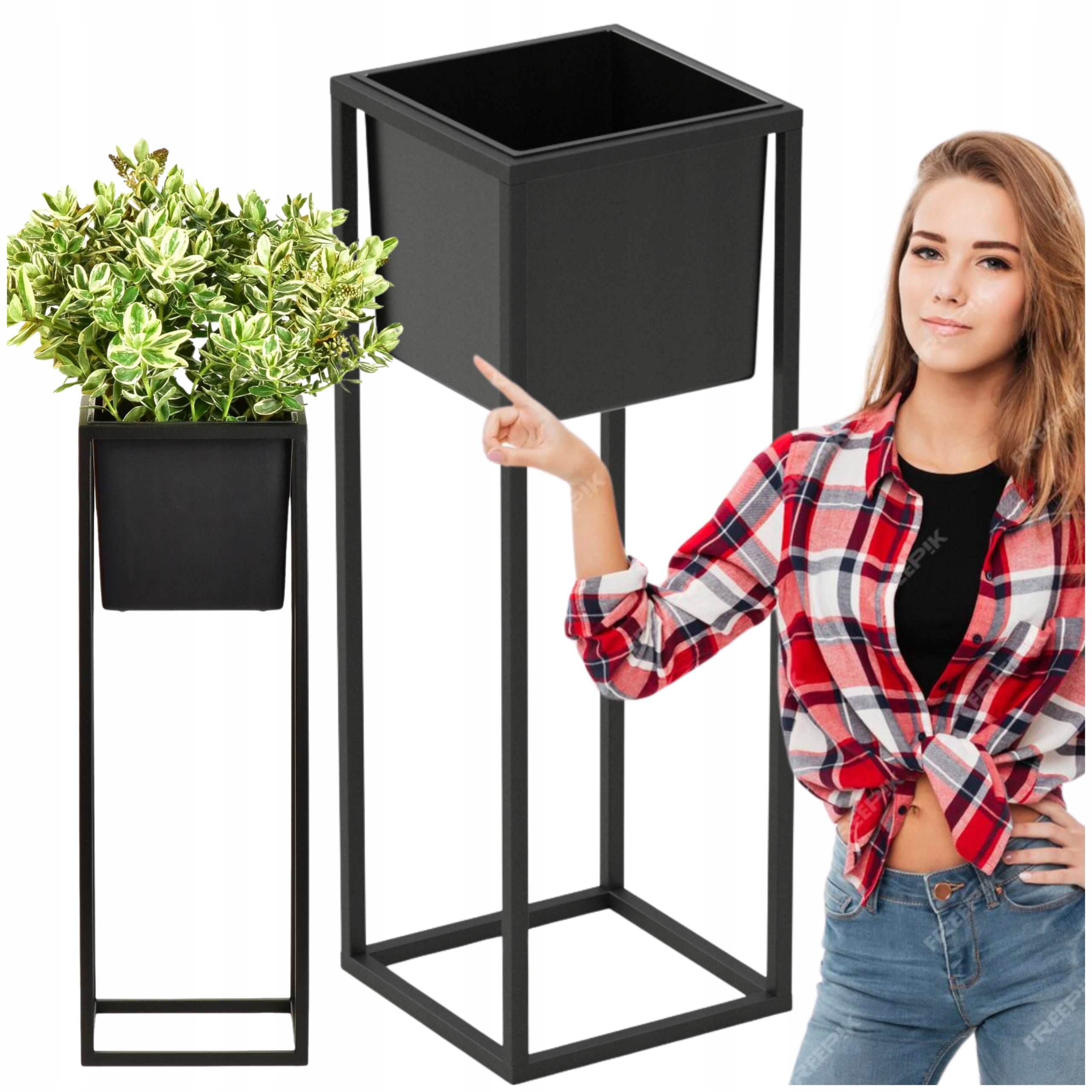 KWIETNIK STOJĄCY STOJAK METALOWY PÓŁKI NA KWIATY ROŚLINY LOFT DESIGM M 56cm