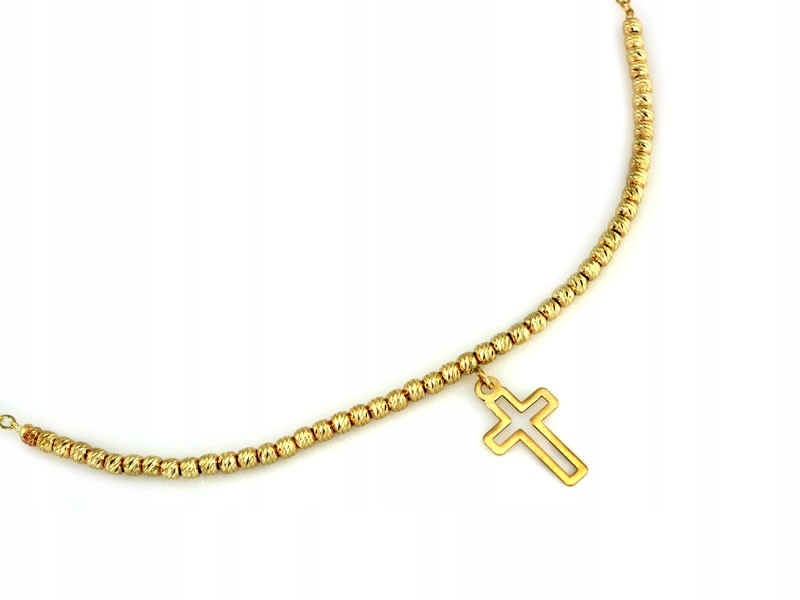 Zlatý náhrdelník 585 s křížkem a kuličkami 3.25 g jako dárek pro ženy