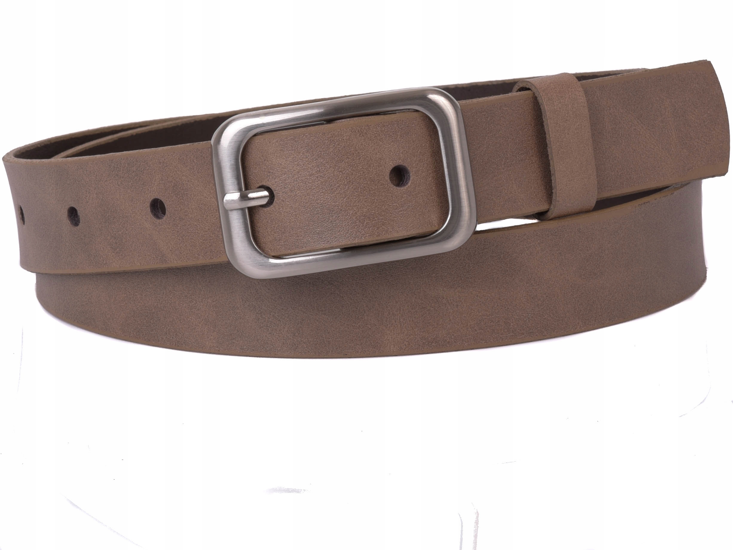 

Damski Skórzany pasek 3cm Beżowy |90obw