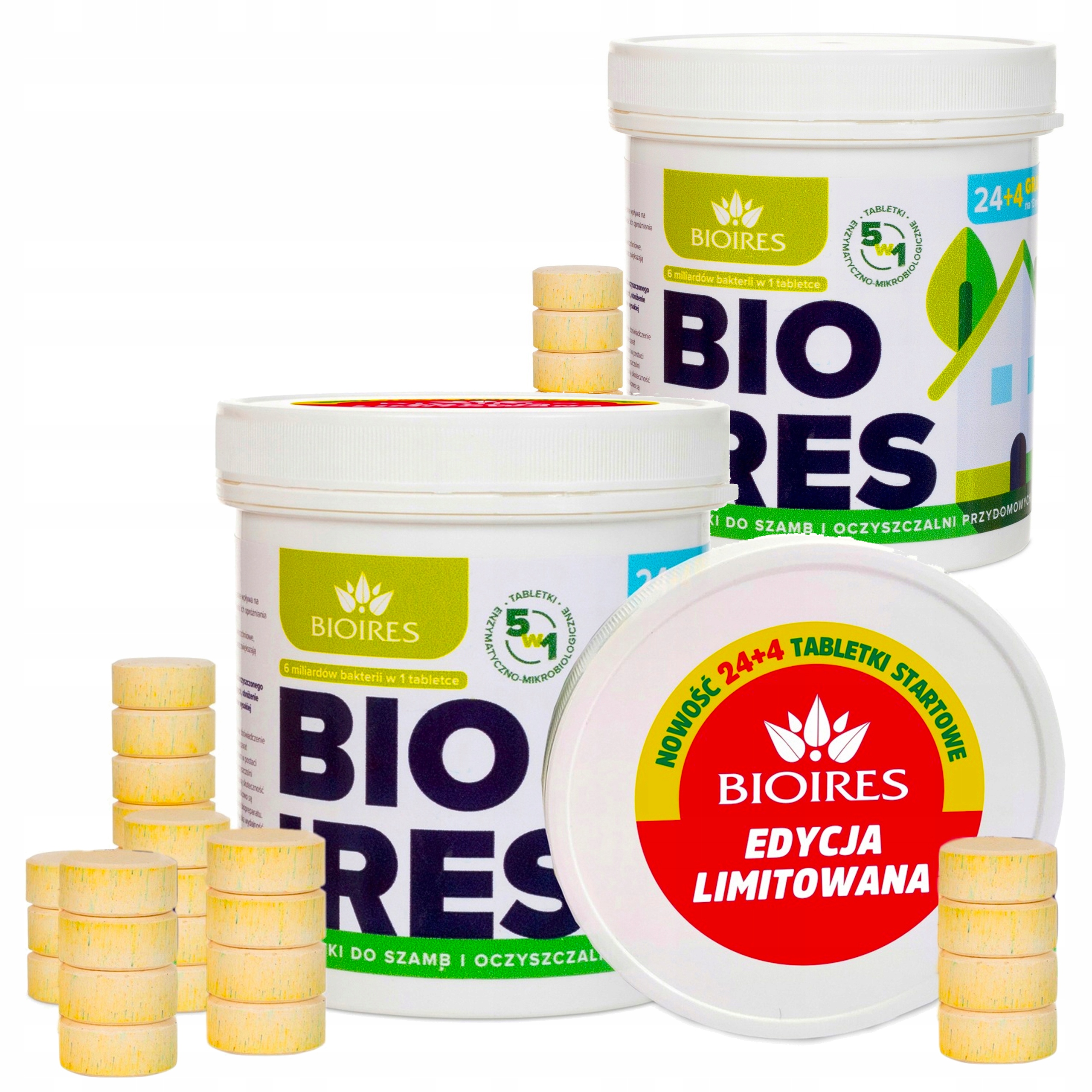 Tabletki bakterie preparat do szamba oczyszczalni Bioires 5w1 Zapas 56 Szt.