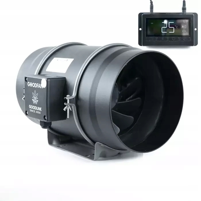Wentylator kanałowy wyciągowy sterownik 850m3/h Ø 200 Growbox wydajny