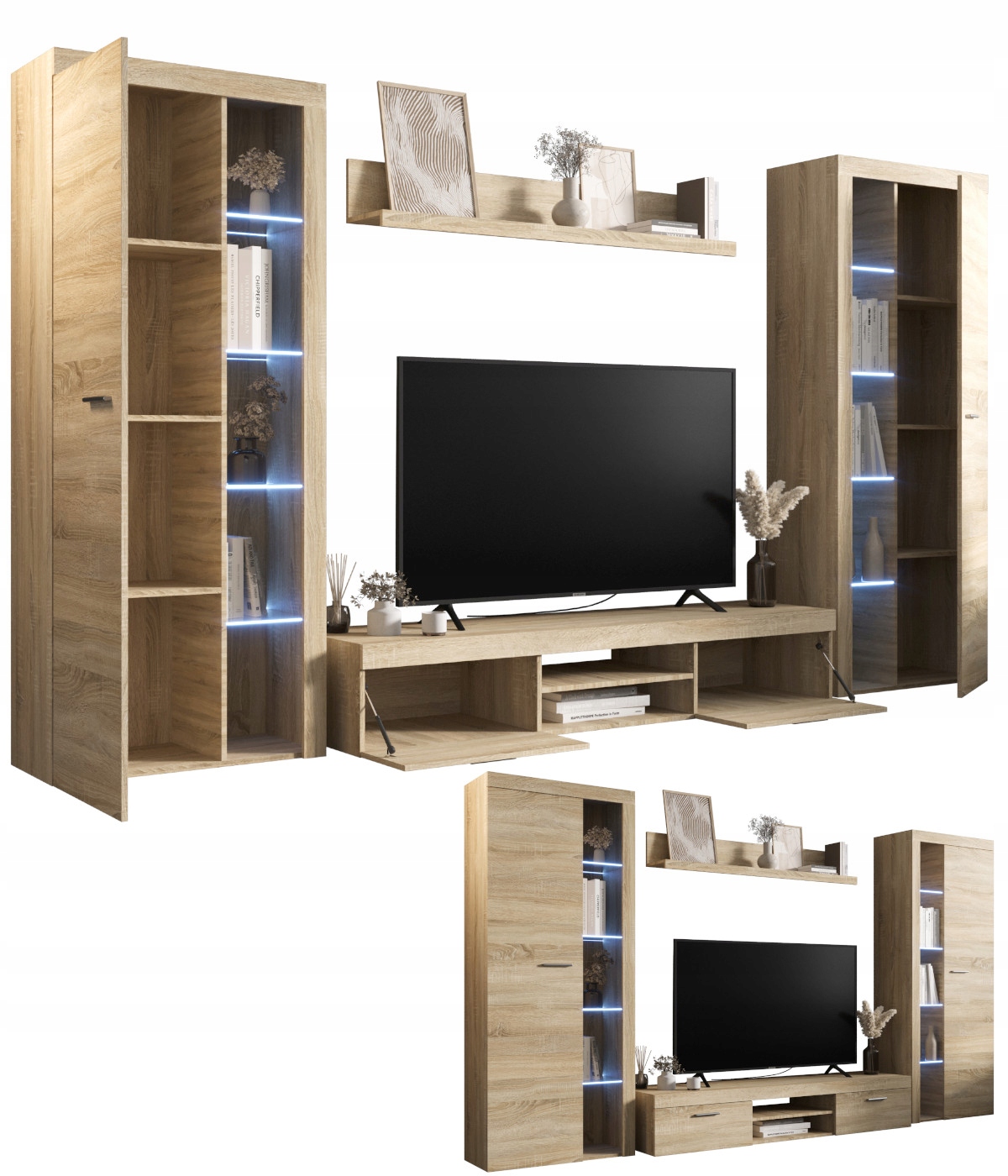 Nábytková Stěna Klasická sada nábytku do obývacího pokoje LMRX2 Sonoma Regály O-sofa