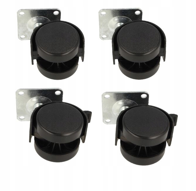 Kółka meblowe fi40 na płytce komplet 4szt. 2+2ham