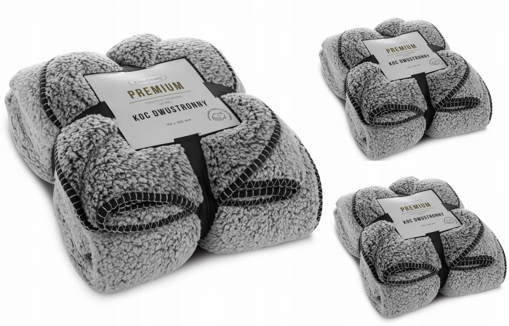 Stalowy Komplet Narzut Na Kanapę i Fotele 170x210 2x70x160 Eurofirany