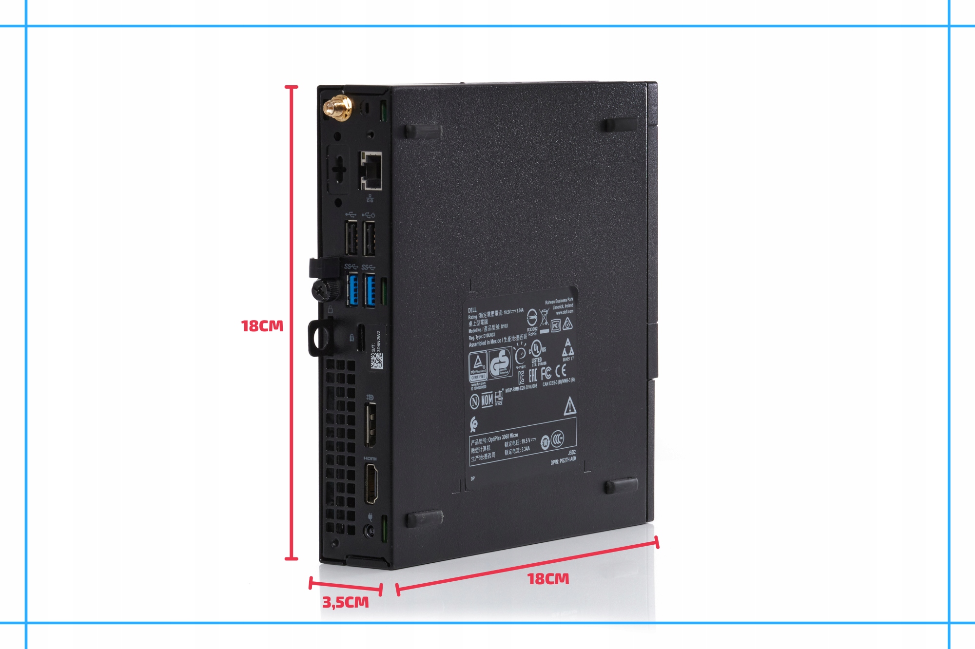 Mini Komputer Dell Optiplex 3060 Tiny I3 8GEN 16GB Nowy 256SSD Win11 Taktowanie bazowe procesora 3.1 GHz