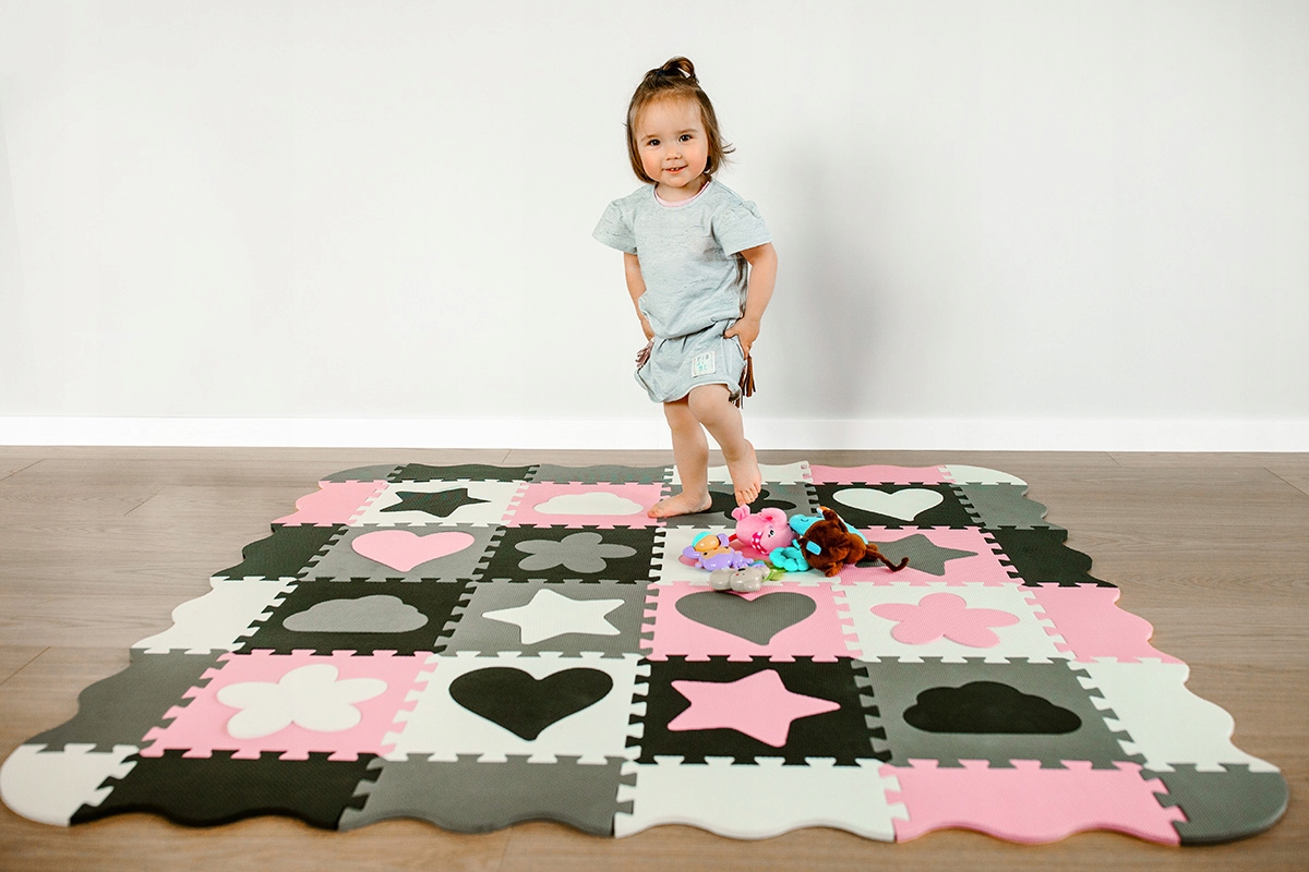 MATA PIANKOWA EDUKACYJNA PUZZLE PIANKOWE XXL KIDWELL HAPPY Kolor dominujący odcienie różu