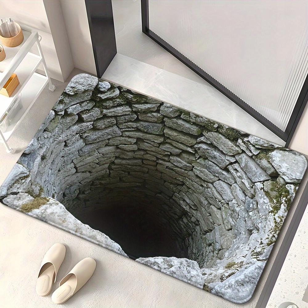 Mata 3D Studnia podłogowa z tkaniny poliestrowej do drzwi do łazienki 50x80