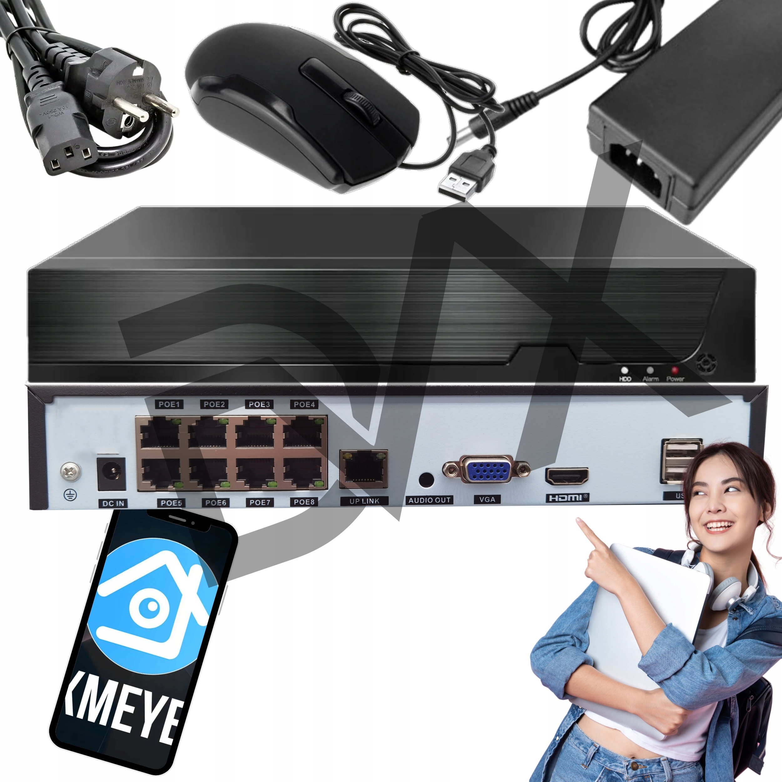 Ip Nvr rekordér 8CH 4K PoE 8x 8-KANÁLOVÝ Onvif Monitoring Audio Záznam Hq