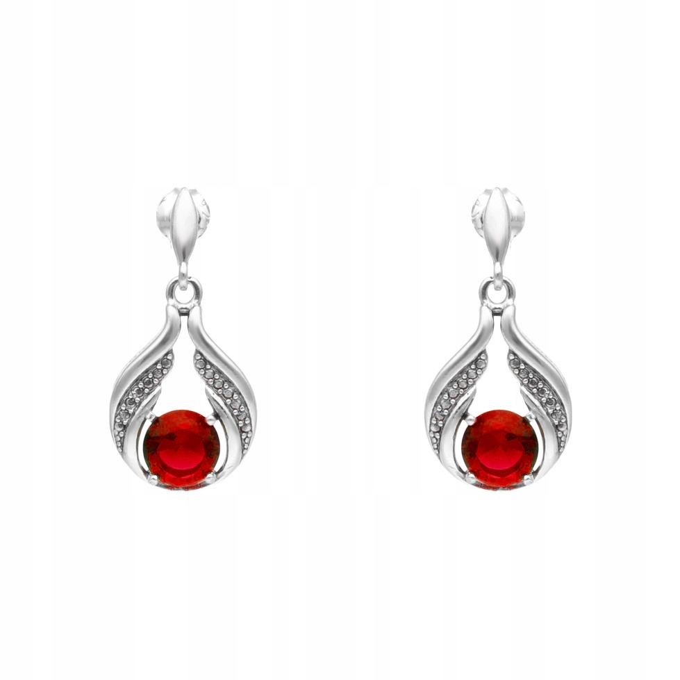stříbro Náušnice s rubínovými zirkony