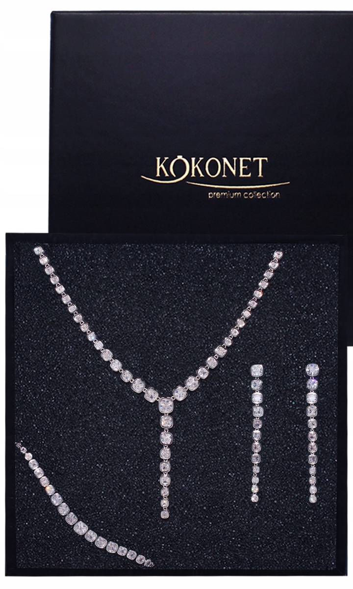 Efektní sada stříbrných šperků Kolia náušnice náramek Bohatá svatba