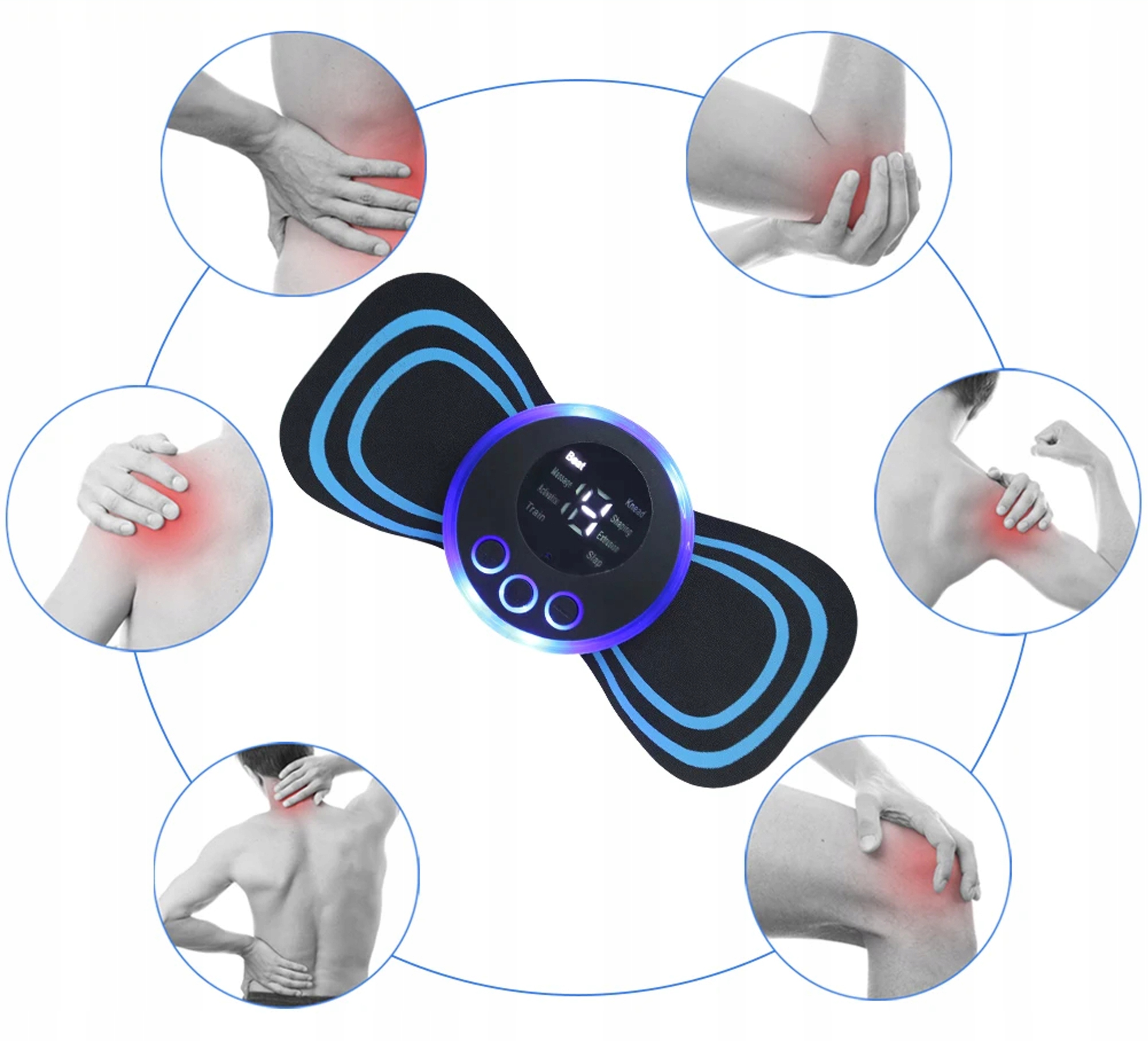 MASAŻER ELEKTROSTYMULATOR SZYI KARKU MIĘŚNI BRZUCHA EMS 8 TRYBÓW USB PILOT Rodzaj elektrostymulator mięśni