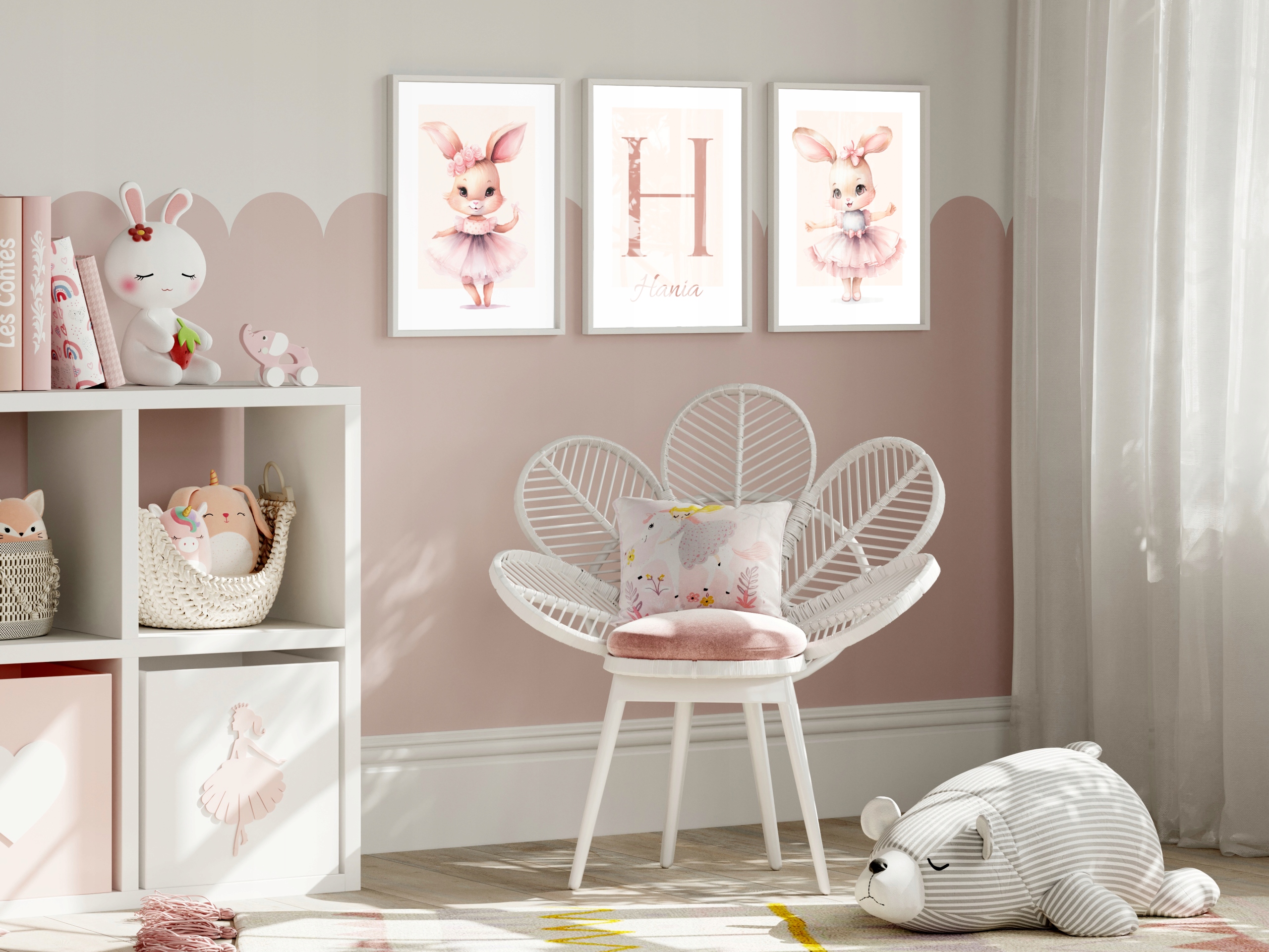 A3 OBRAZKI PLAKATY ZESTAW DO POKOJU DZIECIĘCEGO DZIEWCZYNKI KRÓLIKI 3 SZT Kod producenta MS-PLAKDZ-0058