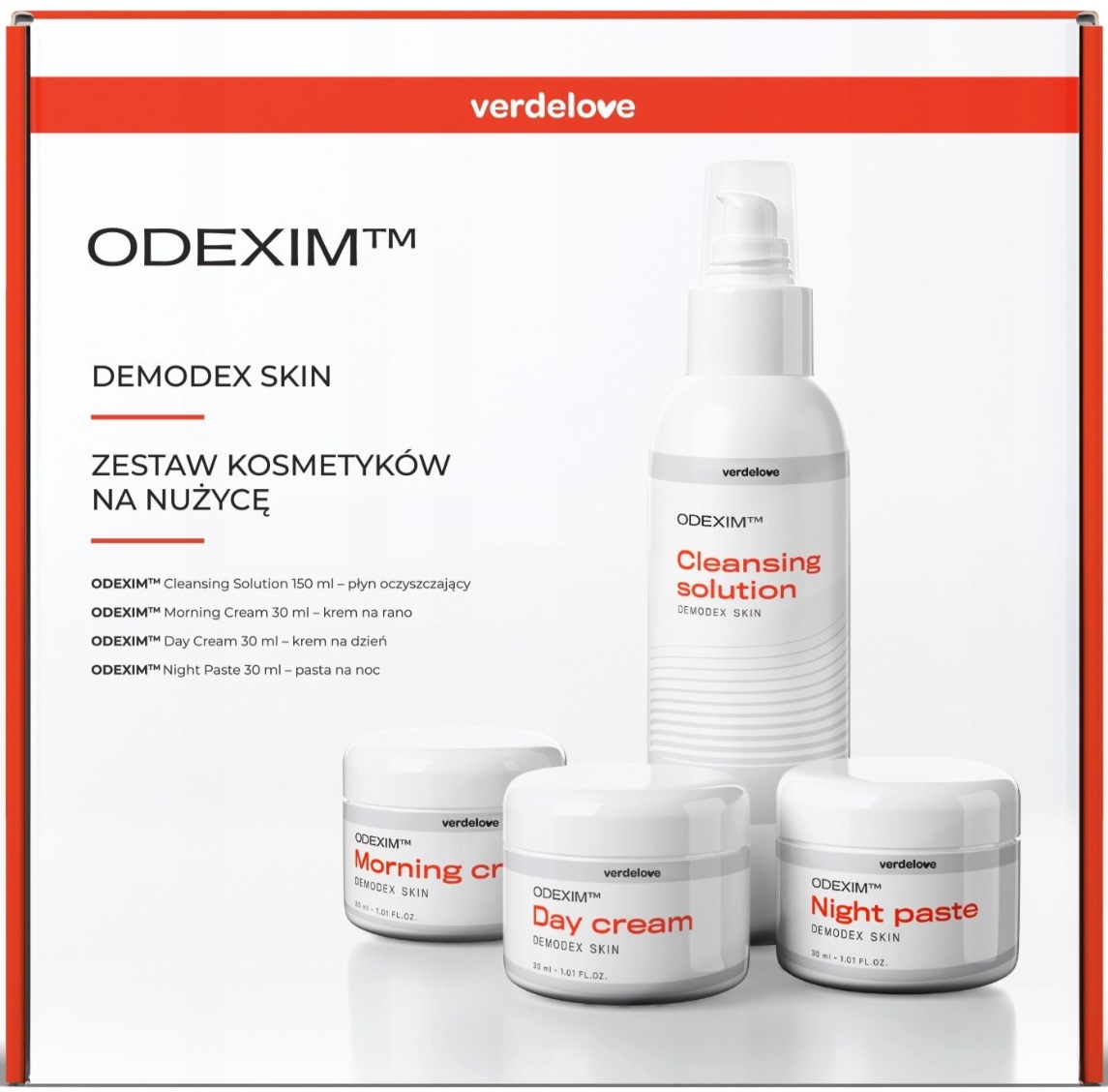 Odexim Zestaw kosmetyków płyn+pasta+krem na rano+krem na dzień na nużycę