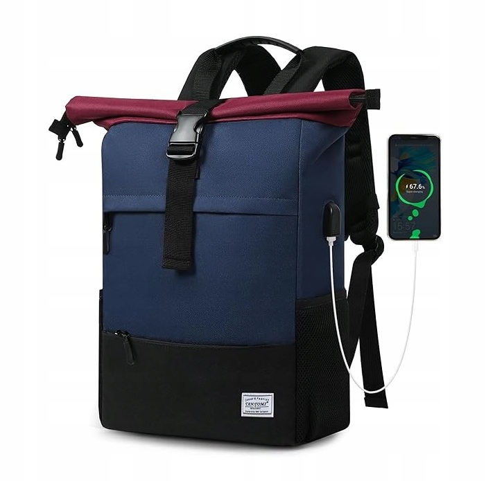 Batoh Na Notebook 15,6" Pánský dámský rolovací tarp roll- top Usb taška