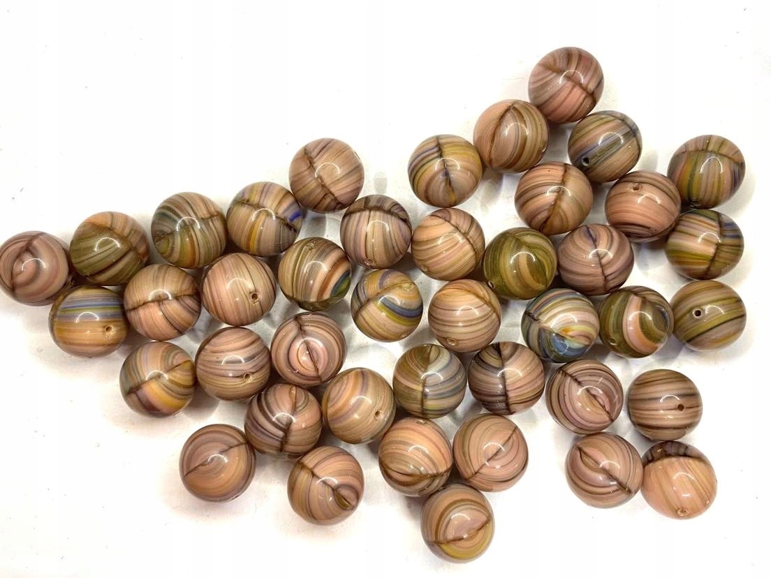 Koraliki Szklane Beżowe MIX 12mm 25szt 493