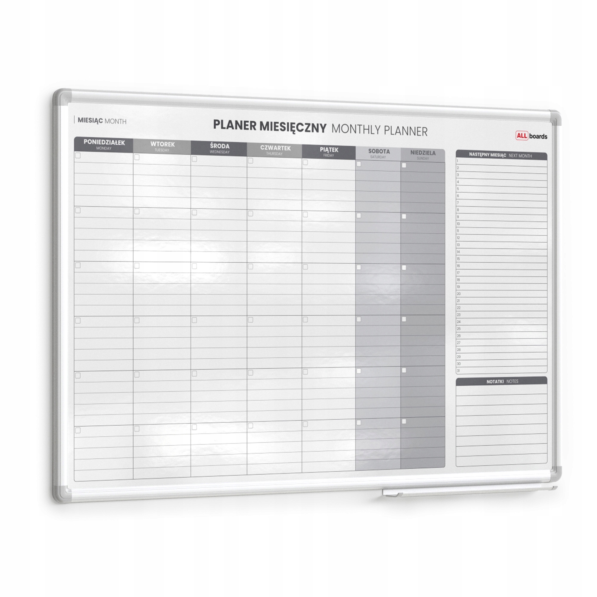 Planer miesięczny 90x60cm suchościeralny magnetyczny