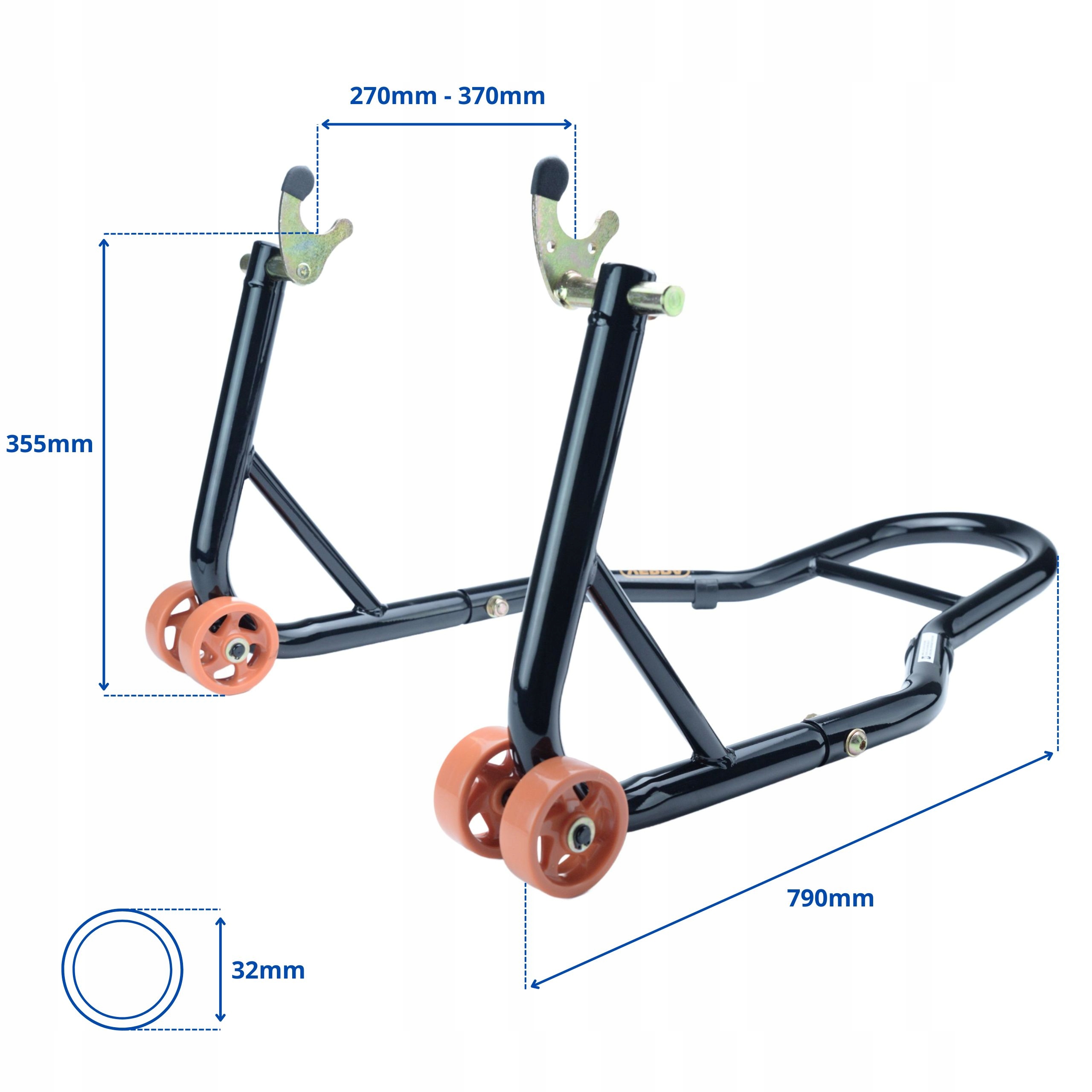 ZESTAW! Podnośnik STOJAK MOTOCYKLOWY Pod Tył ROLKI V + Na Przód WIDELEC Producent inny