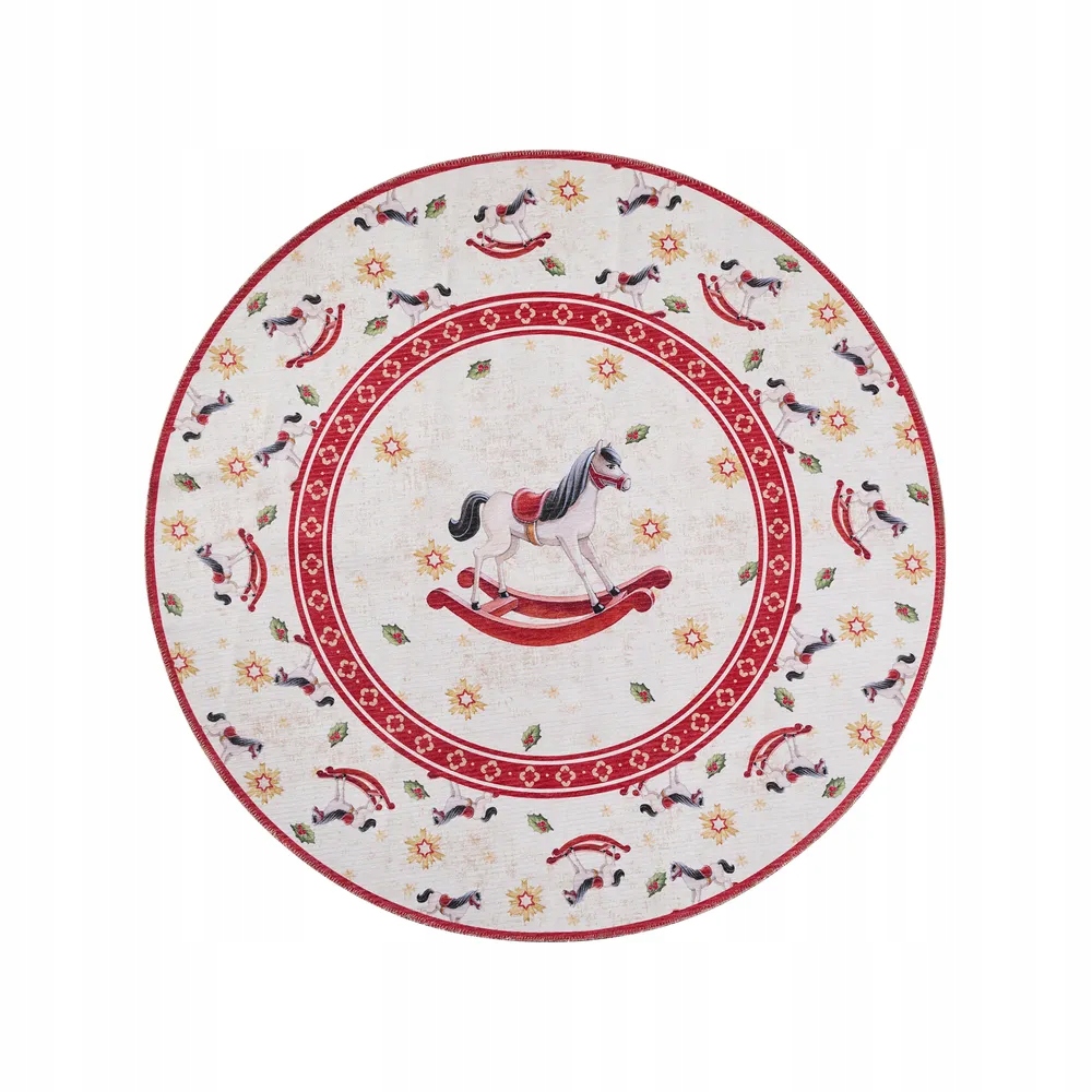 Kruhový koberec 160 cm pod vianočný stromček, protišmykový, plocho tkaný