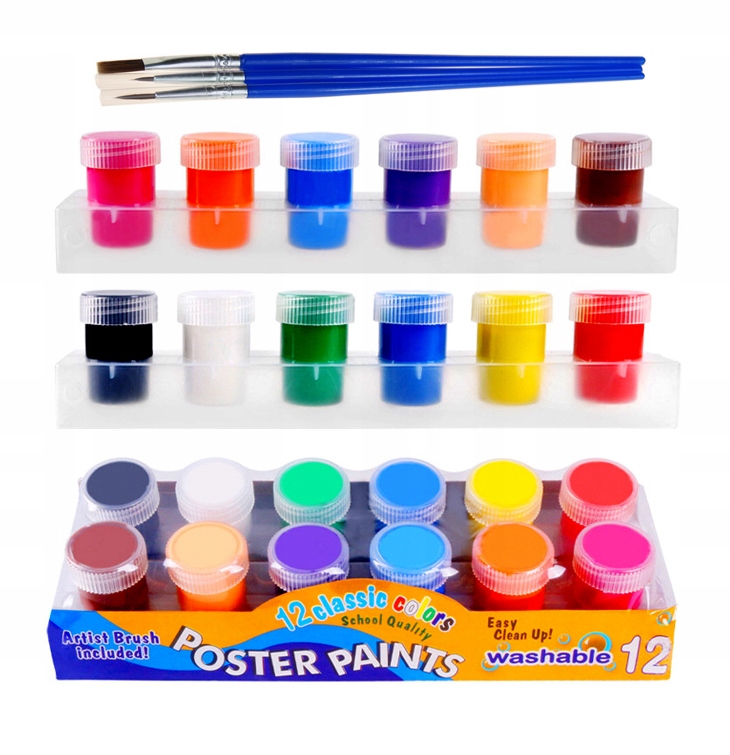 

Farby plakatowe 12 sztuk x 20ml plus pędzelki
