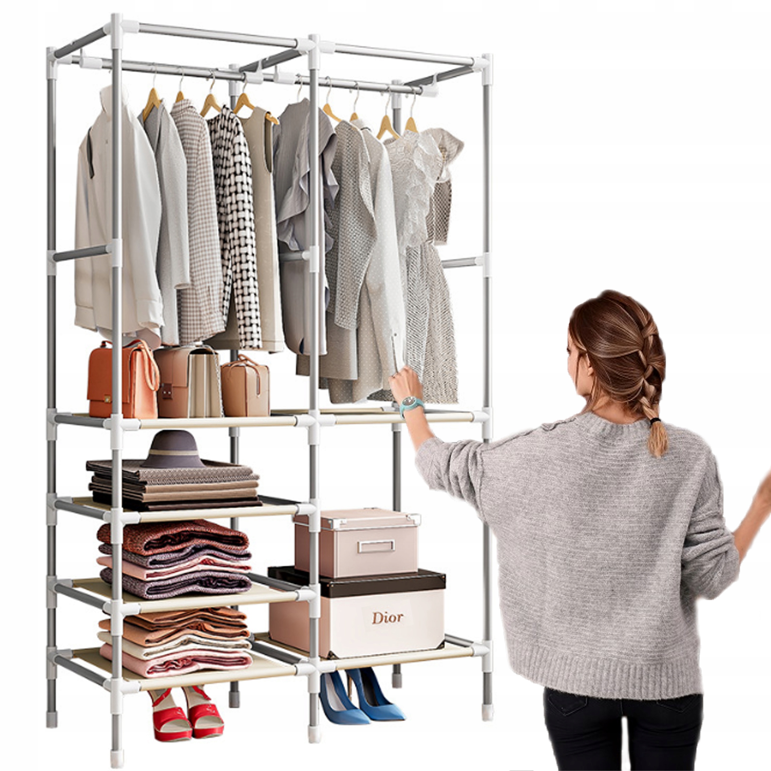 

Wieszak Podwójny Na Ubrania Stojak Półki Garderoba