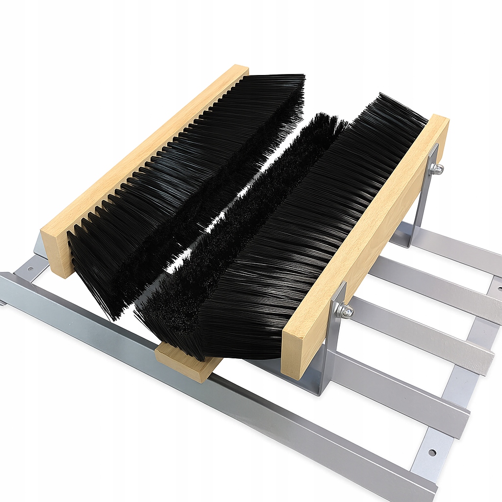 Kovová stěrka na obuv s pevnou podestou, silná, 3 kartáče