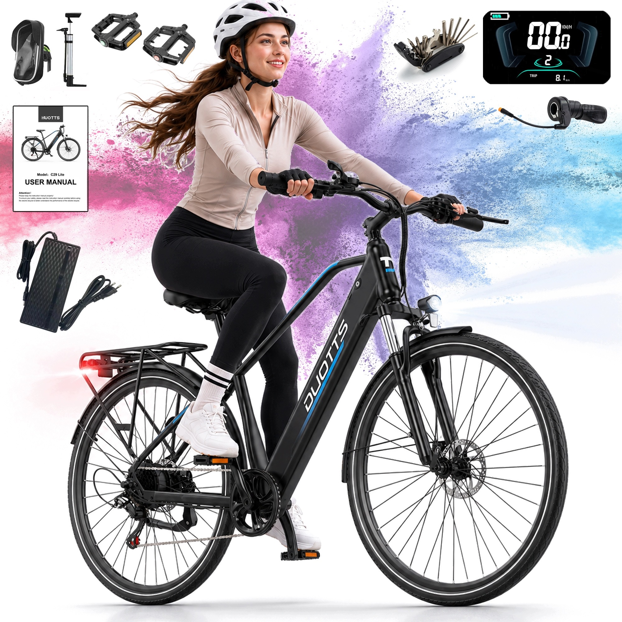 Elektrokolo Městské kolo Gravel Duotts C29 Lite 250W 36V 13Ah 27.5'' 65 km