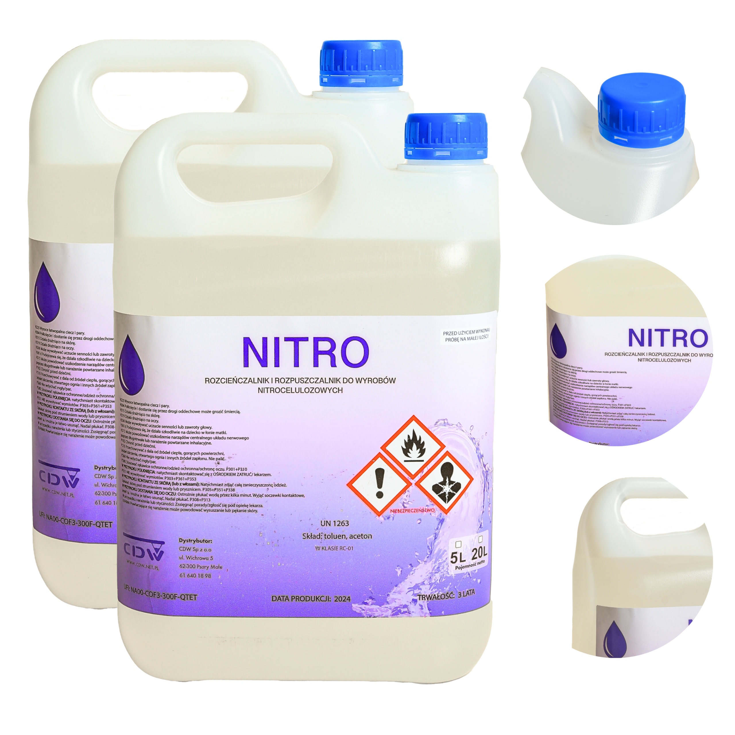 2x NITRO 5L ROZPUSZCZALNIK RC-01 CZYSTY ROZCIEŃCZALNIK FARB LAKIERÓW CDW Producent Inny