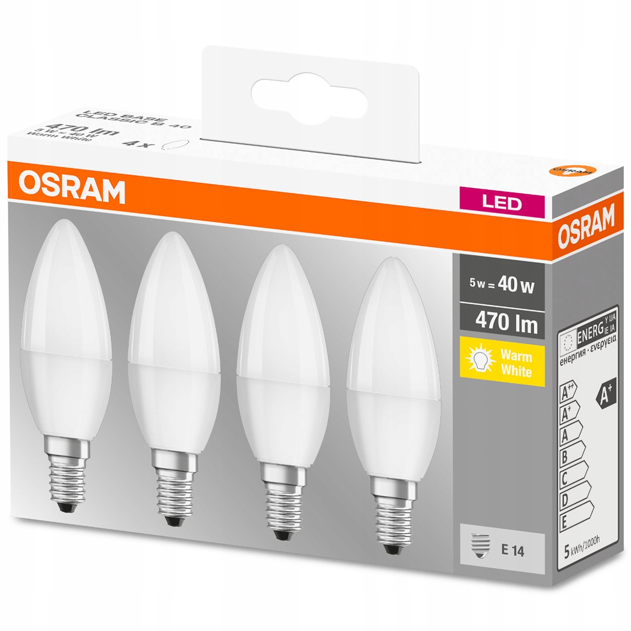 

Żarówka Led E14 Świeca 5W 40W 2700K Osram 4PAK