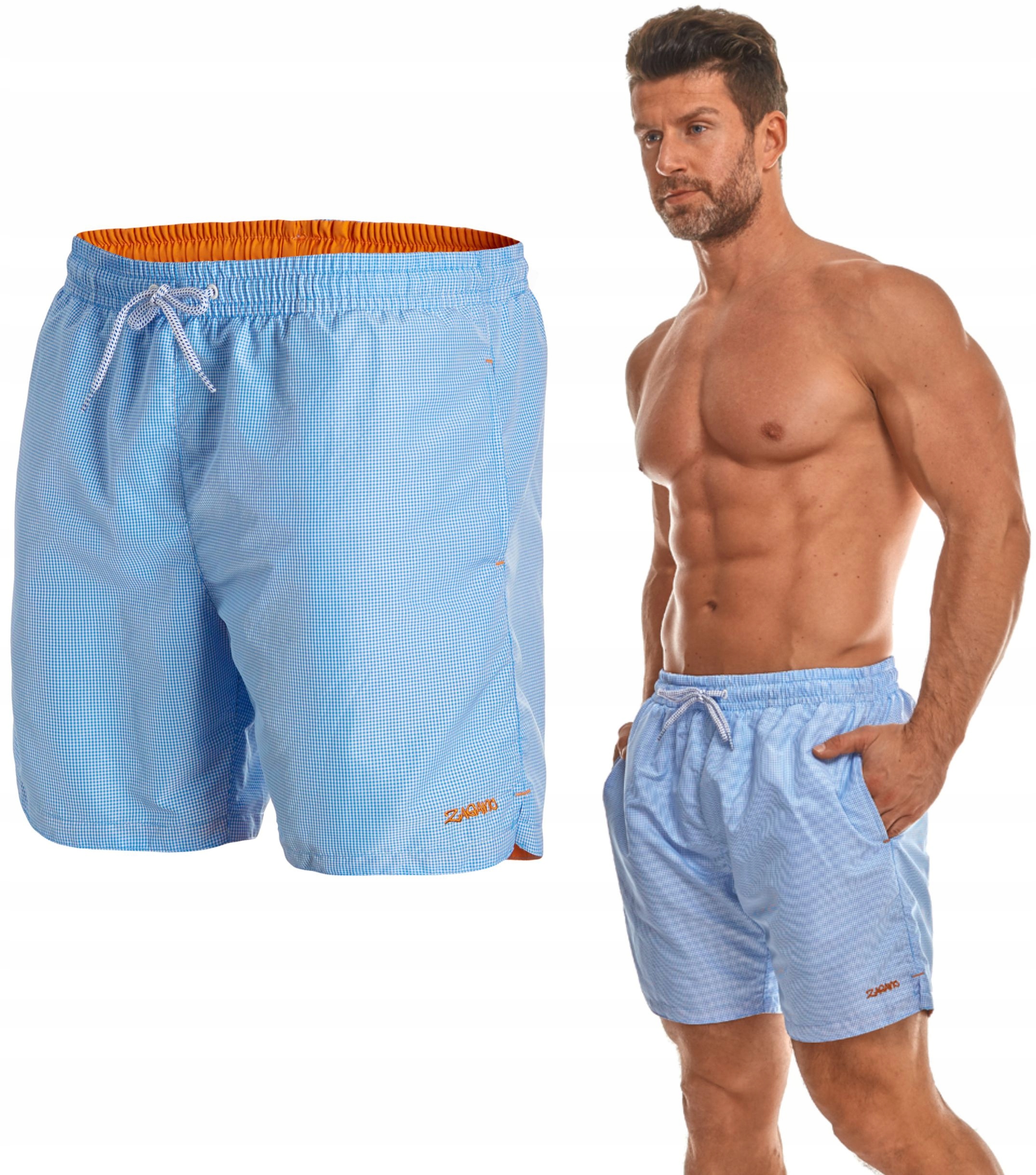 Szorty kąpielowe męskie spodenki sportowe kratka premium Polskie L Zagano