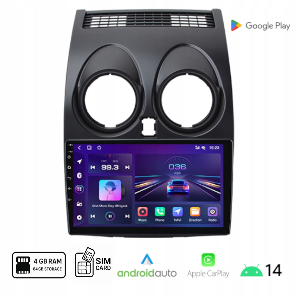 Rádio Android Nissan Qashqai J10 bezdrôtové Carplay Android Auto 4+64