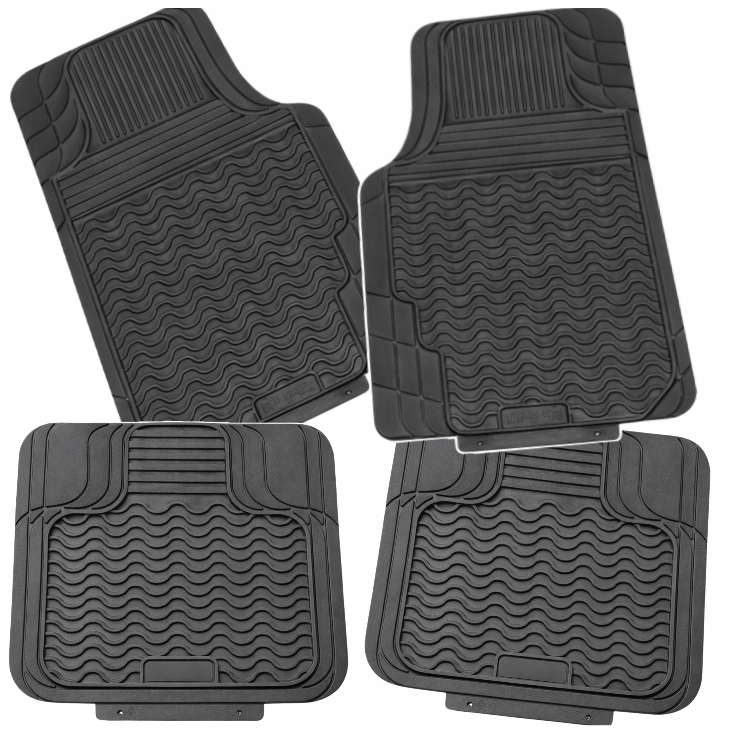 Dywaniki Samochodowe Wycieraczki Gumowe Czarne Uniwersalne Korytkowe 4szt