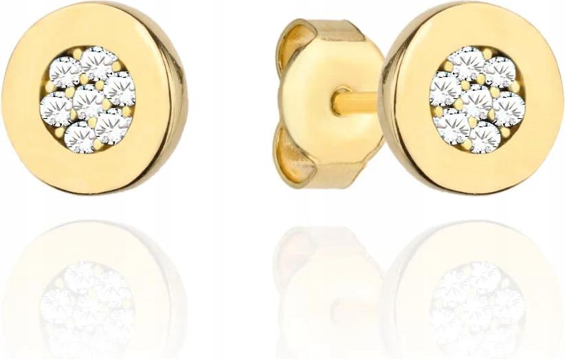 Náušnice zlaté 585 kroužky zdobené zirkony tyčinky jako dárek