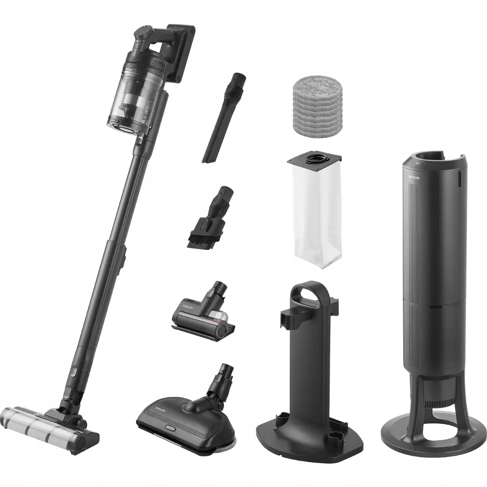 Inteligentní tyčový vysavač s čisticí a dobíjecí stanicí Sencor Svc 9476BK