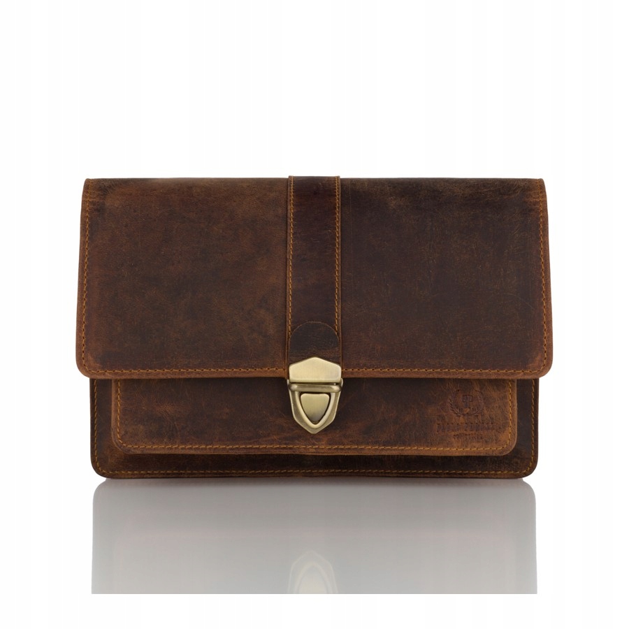 Pánská kožená taška na ruku Ledvinka Organizér kůže Hnědý Hunter