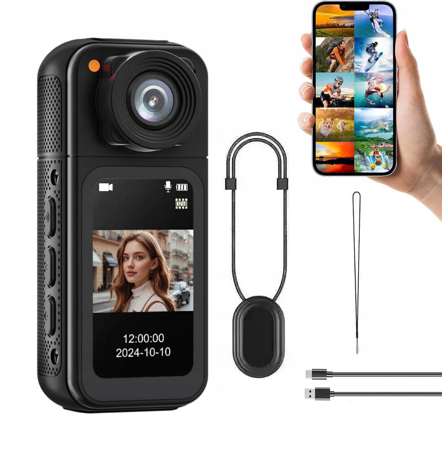 Dlouhá výdrž baterie Mini akční kamera Hd kamera Otočný objektiv 180°