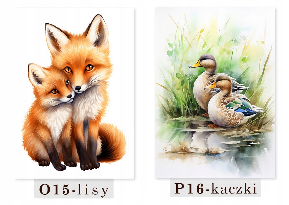 DUŻY PLAKAT OBRAZ DZIECIĘCY ZWIERZĘTA LEŚNE LAS MIŚ SARNA - WZORY A2 40x60 Orientacja pionowa