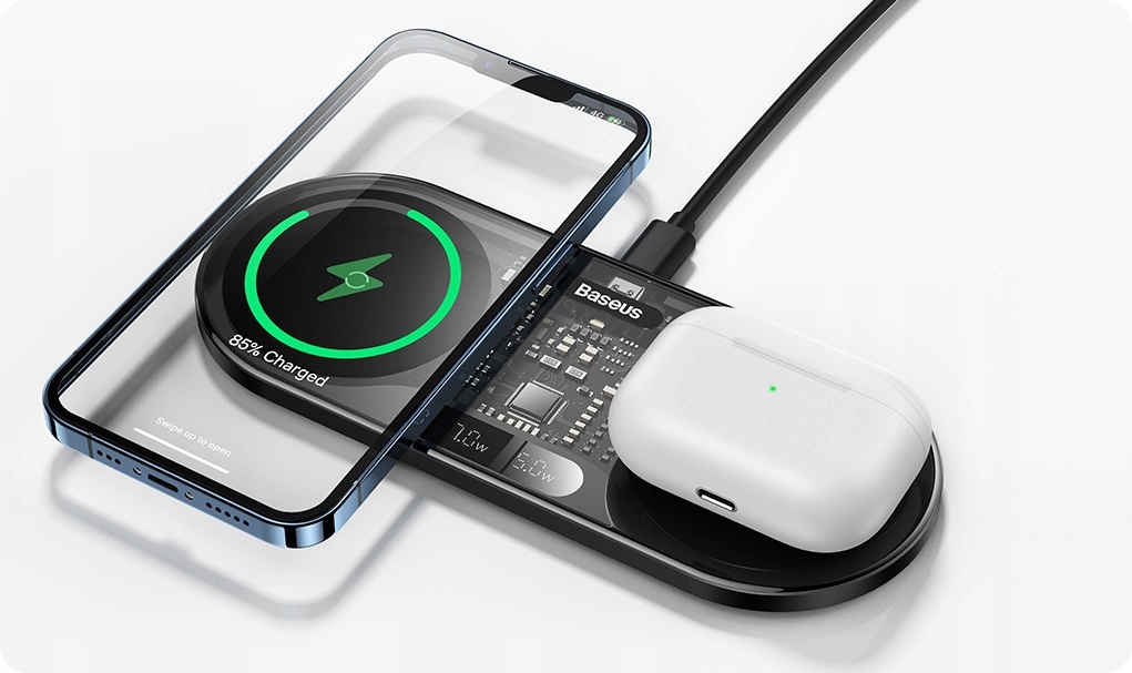 SZYBKA ŁADOWARKA INDUKCYJNA QI BASEUS BEZPRZEWODOWA 2w1 20W INTELIGENTNA Zgodność ze standardem Quick Charge 1.0 Quick Charge 2.0 Quick Charge 3.0