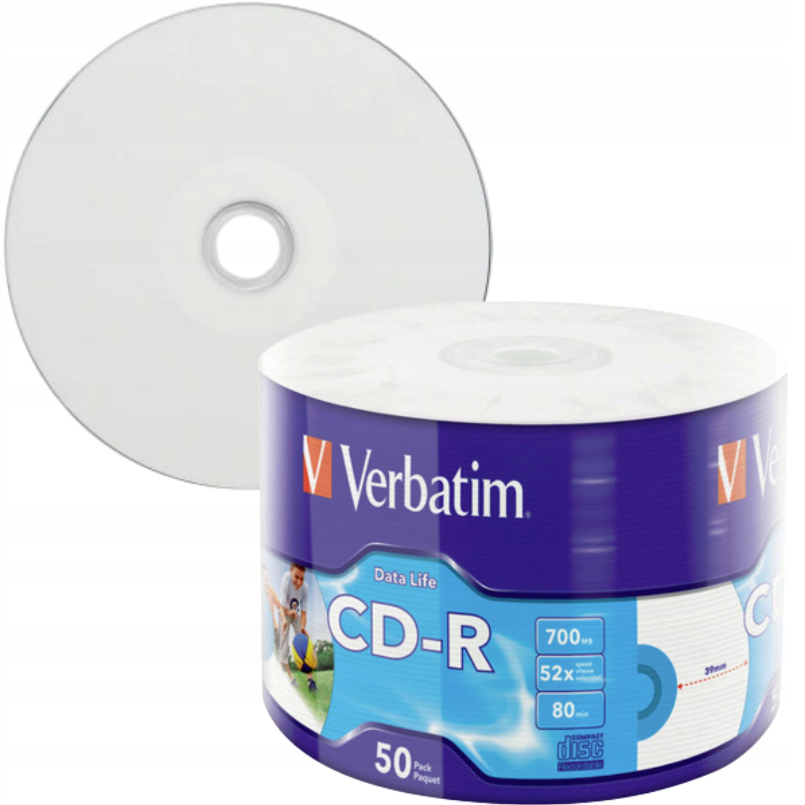 

Płyty Verbatim Cd-r Printable Nadruk 700MB 50SZT.