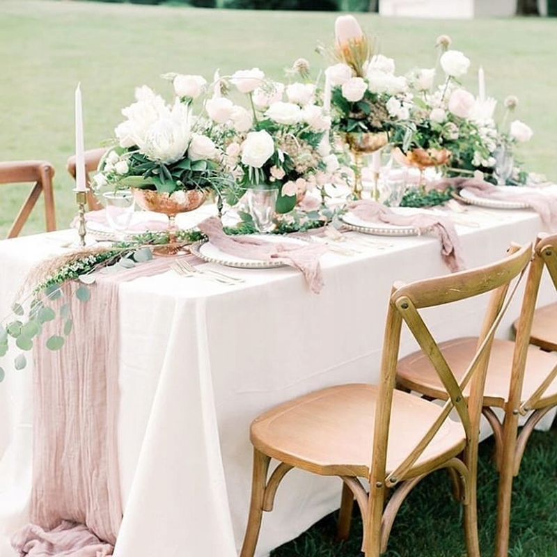 BIEŻNIK BOHO PUDROWY RÓŻ VINTAGE MARSZCZONY DEKORACJA STOŁU 300x90 cm Kod producenta bieżnik na stół