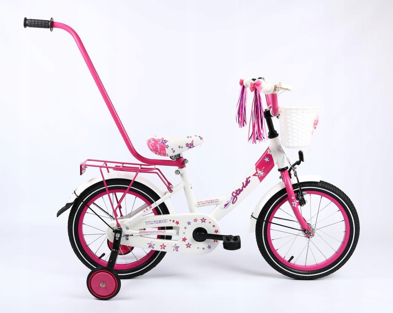 Rower 16" dla dziewczynki Turbo Starlet biało różowy Polski Producent