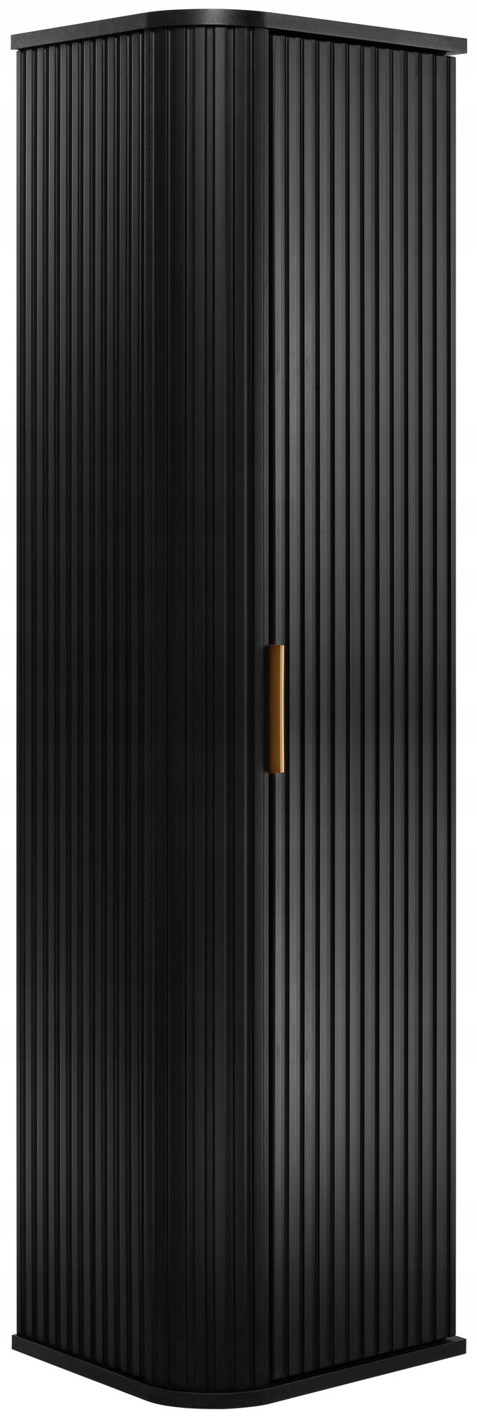 Závěsná koupelnová skříňka Sloupek Černá 139 cm Rýhovaná Oválná čela Mdf