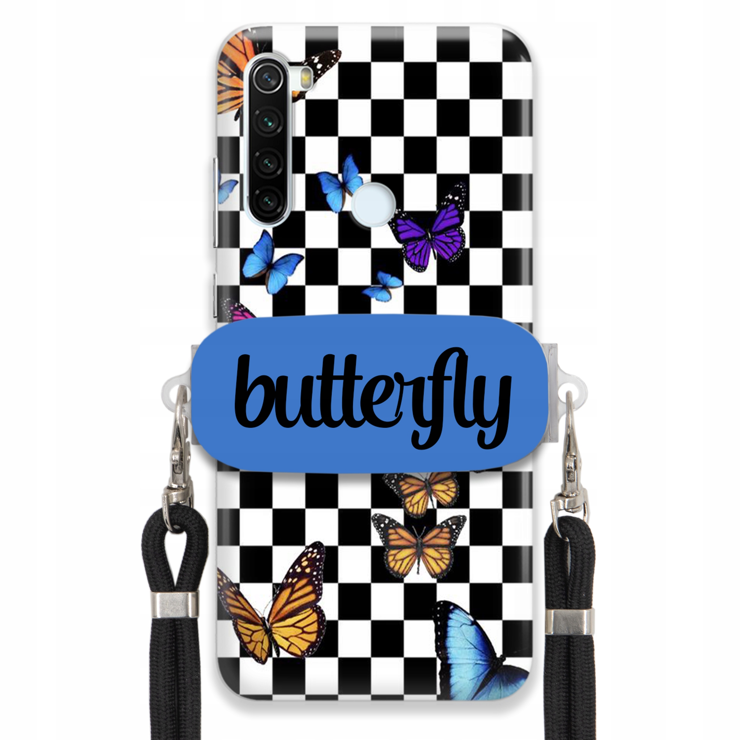 Pouzdro Pro Xiaomi Redmi Note 8T Case Obdélníkový Úchyt Vodítko Butterfly Motýli