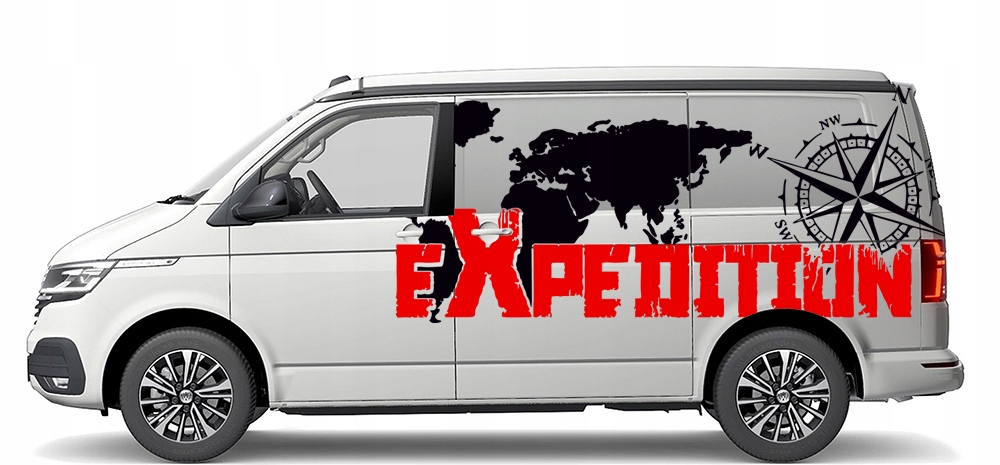 2x NAKLEJKA Grafika na kamper przyczepę auto MAPA EXPEDITION KOMPAS 45x126 Producent MGDesign