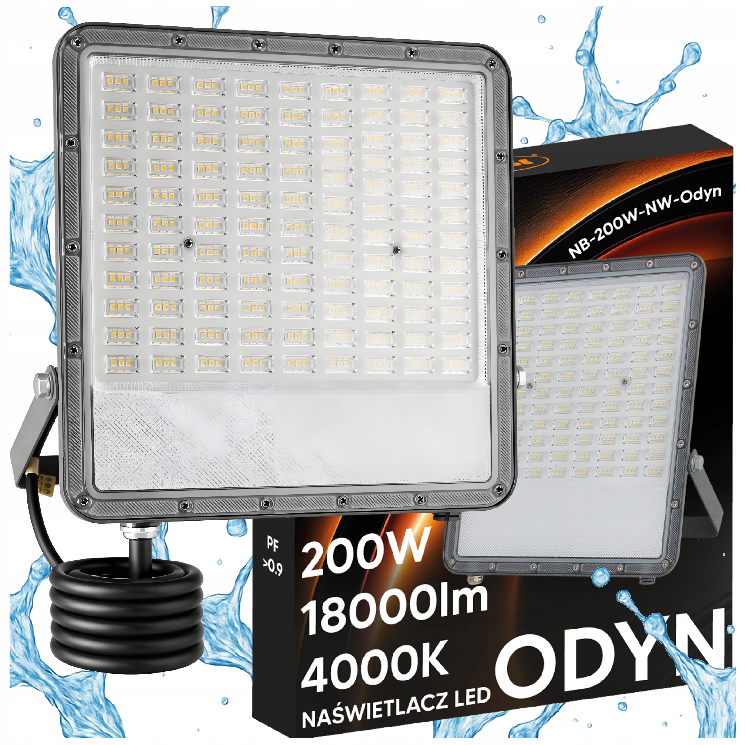 Led zářič 200W Halogenová lampa IP66 18000lm Silný, vodotěsný Premium